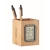 Bamboe pennenbak met LCD klok hout