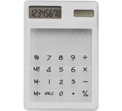 Transparant plastic solar calculator (touchscreen). bedrukken