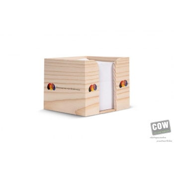 Afbeelding van relatiegeschenk:Kubushouder hout met recycled papier 650 vellen 10x10x8.5cm