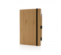 Bamboe notitieboek en infinity potlood set bedrukken